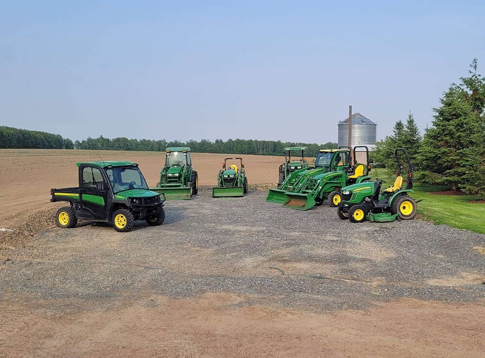 tractors in a lot